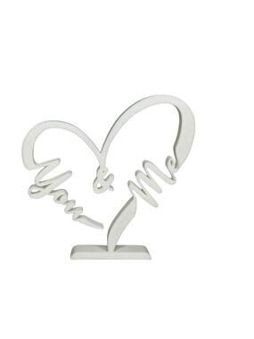 You & Me White Heart Sculpture Minimalist Love Decor Wedding Gift